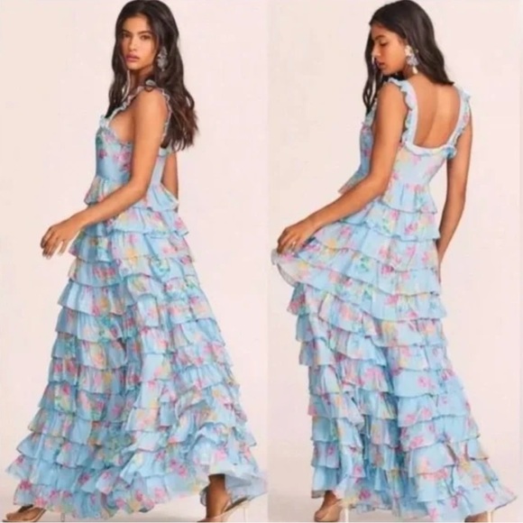 LoveShackFancy Idra Maxi Dress In Sky Lullaby Blue Size 10 NWT - Picture 10 of 12